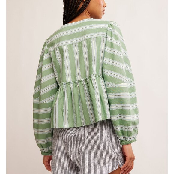 🎉LAST CHANCE🎉 FREE PEOPLE Brunch Babe Blouse / White Spruce Combo - Picture 8 of 11